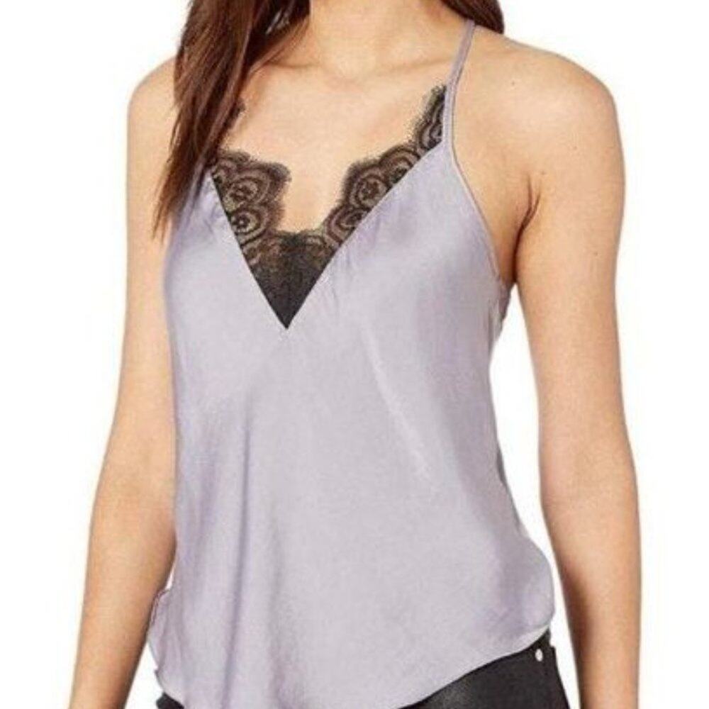 free people | silky lilac v neck slip lace cami tank top